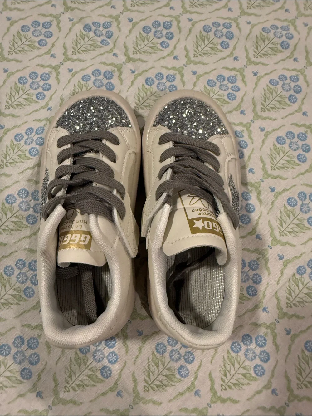 Golden Goose Inspired Glitter Star Sneakers - Silver Sparkle 13